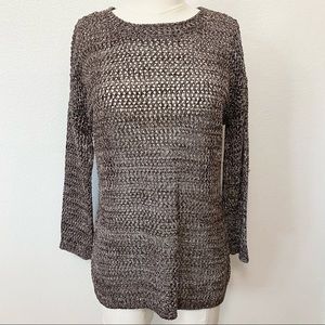 Chico’s Marled Brown Laced Up Back Sweater Size 0